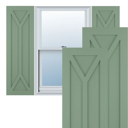 True Fit PVC San Carlos Mission Style Fixed Mount Shutters, Track Green, 18W X 42H